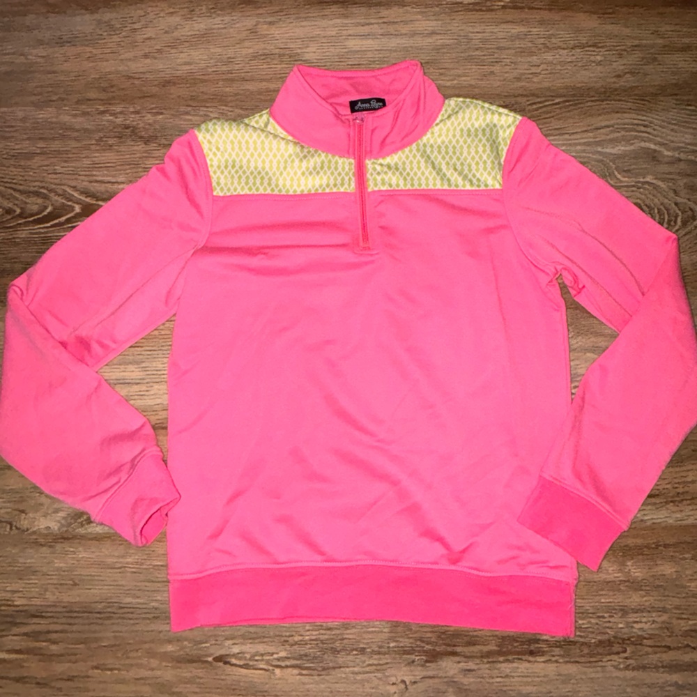 Girls Anna Lane Half zip pullover…Hot Pink and  Lime green/white accent at top💓💓